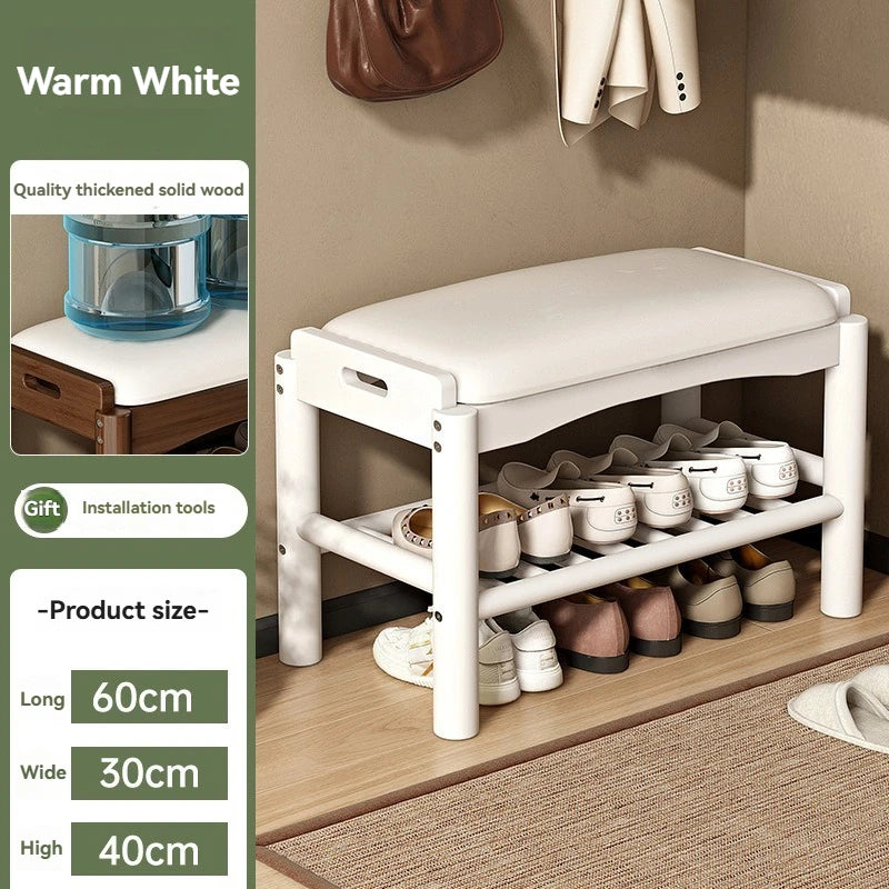 Shoe changing stool, home entrance shoe rack, can sit, in door shoe stool, solid wood shoe cabinet, living room entrance storage