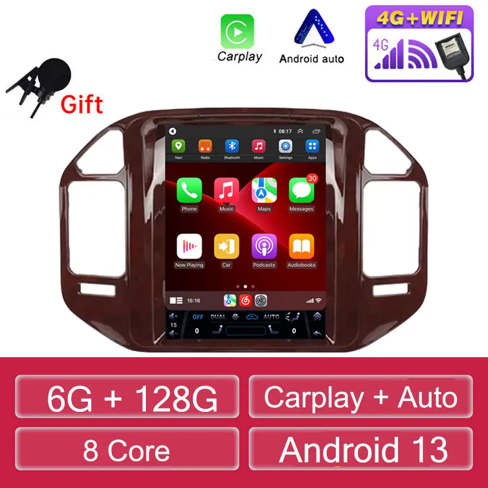 For Mitsubishi Pajero V60 V68 V73 1999-2006 Tesla style Screen Android 13 Carplay Car Radio Multimedia Player Navigation Auto