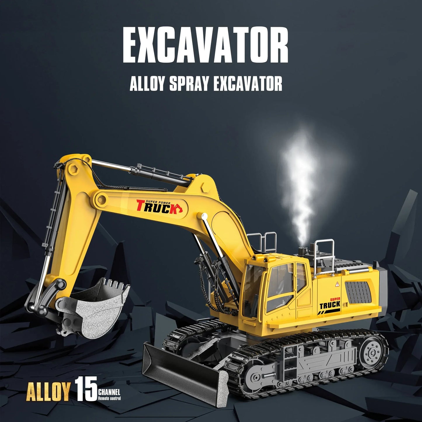 Alloy Rc Car 15/13Ch Remote Control Excavator Radio-Control Truck Construction Vehicle Simulated Model Children Xmas Gift
