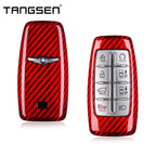 Carbon Fiber Car Key Case Cover Compatible For Genesis G70 G80 G90 GV70 GV80 GV90 Smart Remote Shell Auto