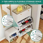 Shoe Cabinet with 3 Flip Drawers Adjustable Storage Organizer Freestanding Entryway Bench Indoor Hallway Bedroom Shoes Rack