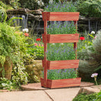 4-Tier Raised Garden Bed, Vertical Flower Pots Rack with Detachable Ladder and Adjustable Shelf, Wooden Elevated Planters Stand