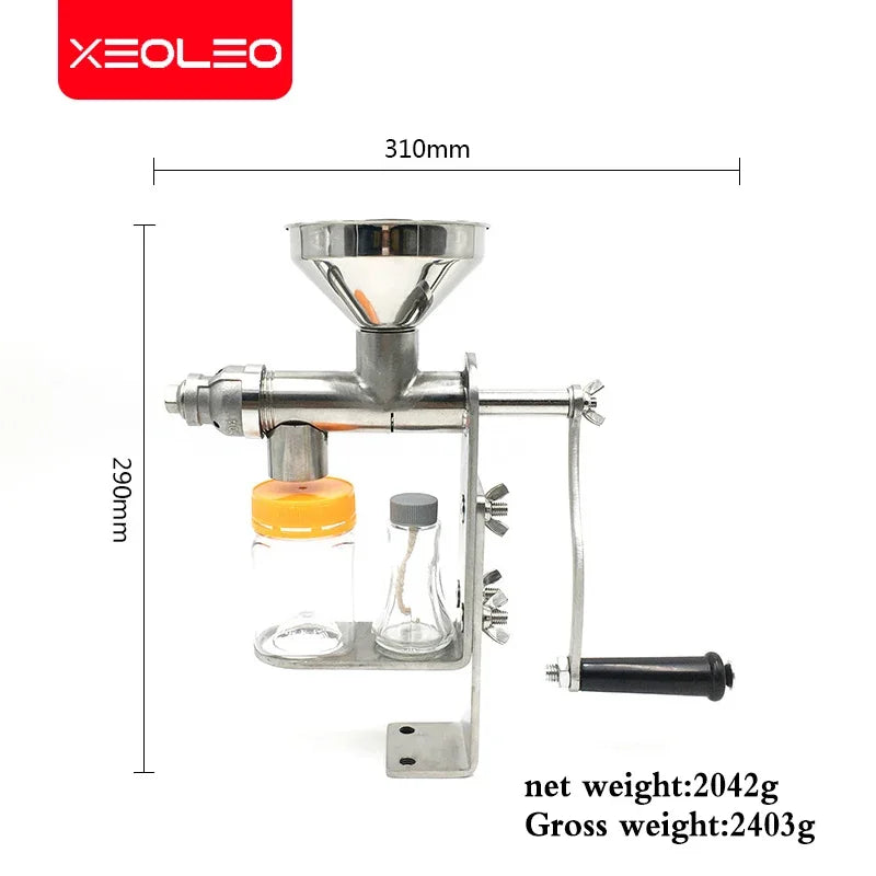 XEOLEO Manual oil press Food grade stainless steel oil press Peanut/Nut/Seed Household oil press