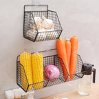 Kitchen Wall Mounted Storage Rack Vegetables Fruits Holder Onion Garlic Condiments Spice Single Layer Storage Shelf Organizer