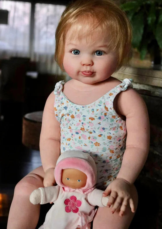NPK New Arrival Unfinished Unpainted DIY Reborn Doll Kit  Emmeline Huge 28inch Toddler Doll Parts with cloth body and random eye