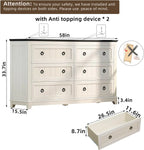 Farmhouse Dresser and Nightstand Sets 3 Piece, Nightstands Set of 2 and 6 Drawers Dresser for Bedroom, 58" Wide Dresser