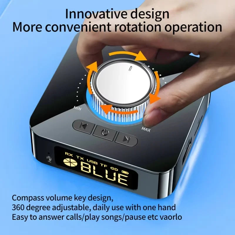 Bluetooth 5.4 Receiver Transmitter Stereo Music 3.5mm AUX Jack RCA TF Card Wireless Audio Adapter LED Display for Car Kit TV PC