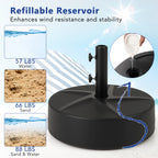 Patio Round Umbrella Base w/2 Adjustable Knobs & 3 Adapters Outdoor for Poolside