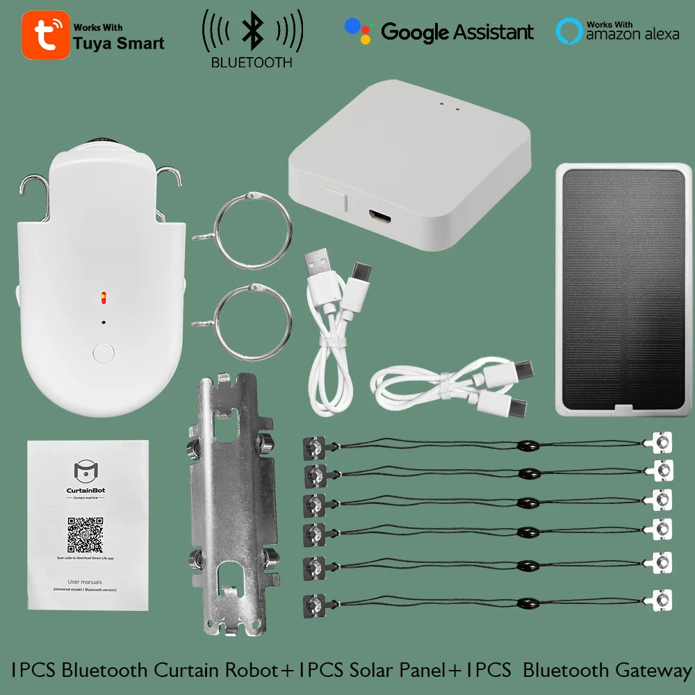 LifeLibero Tuya Smart Curtain Robot Bluetooth Curtain Motor Smart Life Fit to Electric Curtain Rail Track Rod I U Support Alexa
