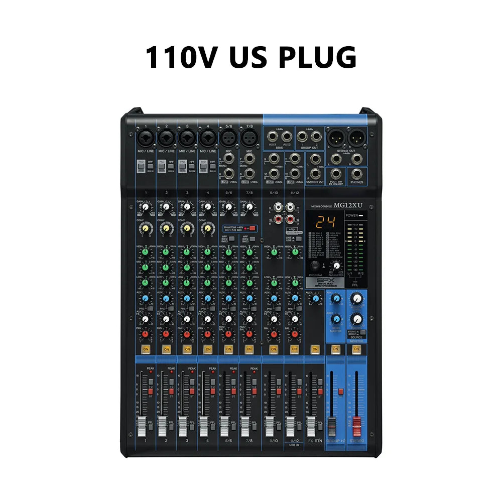 12XU 12 Way Analog Mixing Consoles Professional 12 Channel Sound MG12 Audio Mixer for Wedding Stage Performance Conference Room
