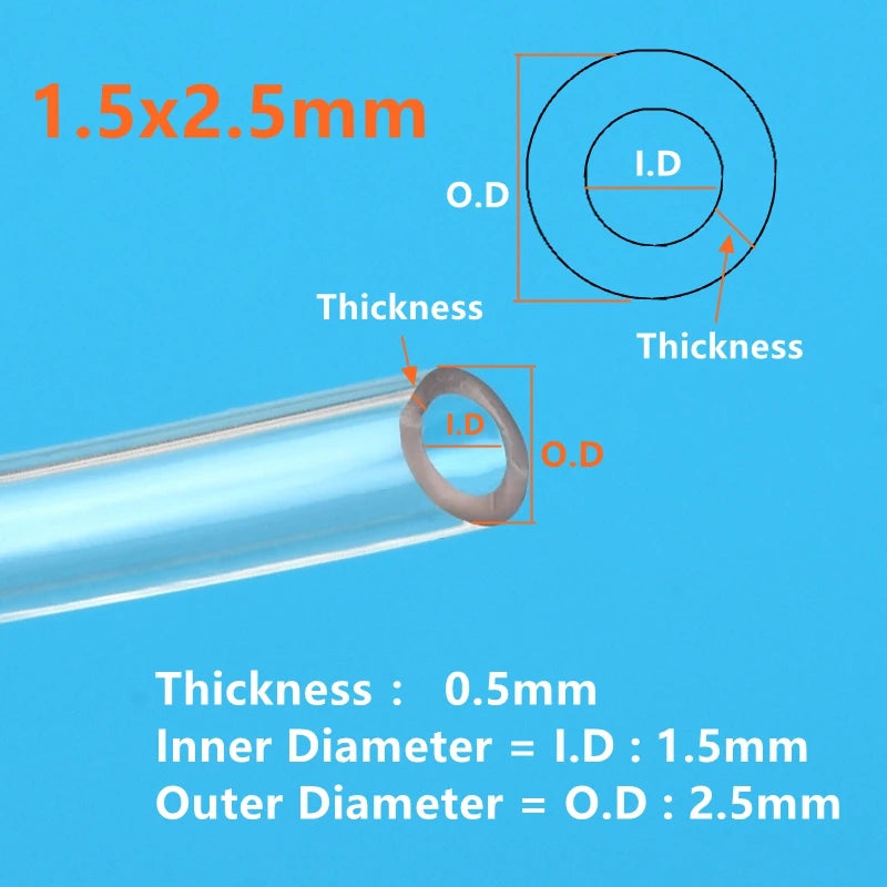 1/5/10M Food Grade Transparent Silicone Rubber Hose ID 0.3 0.5 0.7 0.8 1 1.2 1.5 1.6 1.8 2 2.5mm Flexible Nontoxic Silicone Tube