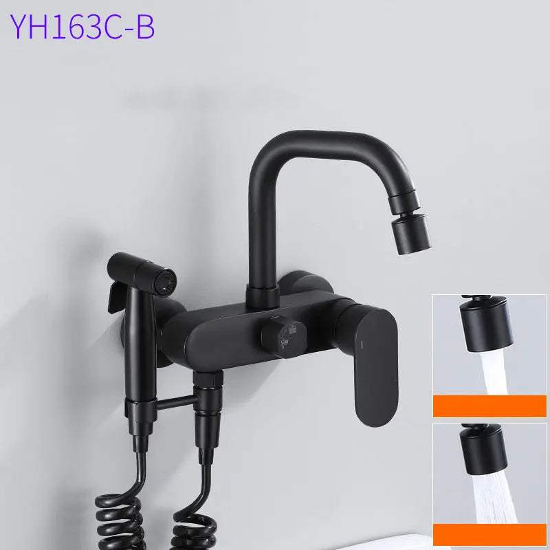 Black Brass  kitchen into the wall Hot and Cold Water Faucet wash Basin mop pool Bathtub wash spray Gun Faucet EY-YH1600