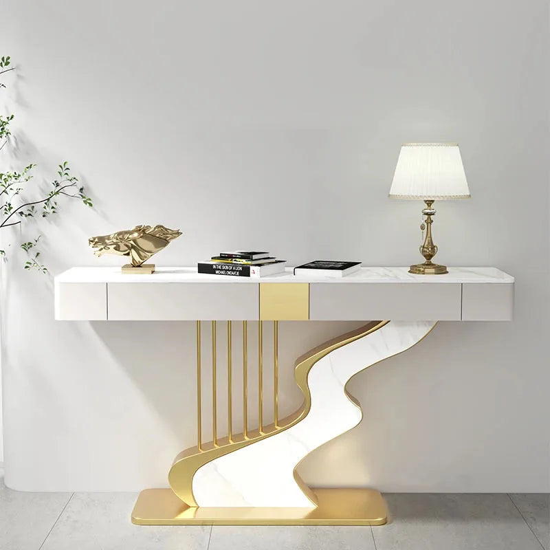Nordic designer Fashion Wall Hall Porch Decorative Cabinet Semi-circular Slate Console Tables for Living Room Entrance Furniture