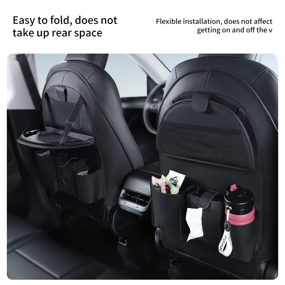YZ Car Seatback Protector for Tesla Model 3 Y Highland Seat Back Protective Child Anti-Kick Mats Leather Storage Pockets