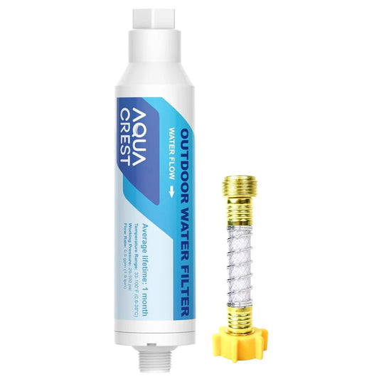 AQUA CREST Inline Water Filter, Dedicated for Car Washing, Reduce Hard Water Spots Soften Water, with 1 Flexible Hose Protector