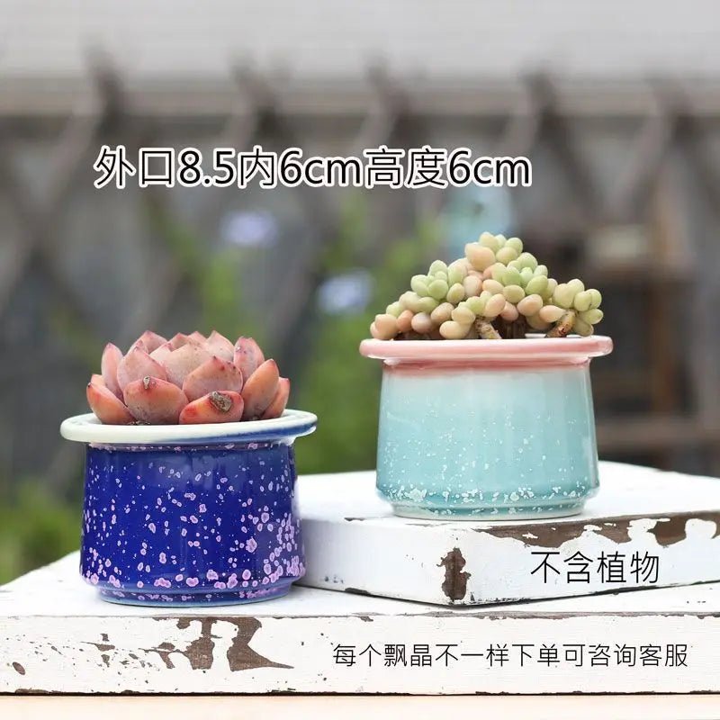 Combination Ceramic Breathable Small Flowerpot Cute Thumb Succulent Plant Flowerpot Home Mini Garden Bonsai Potted Flower Pot