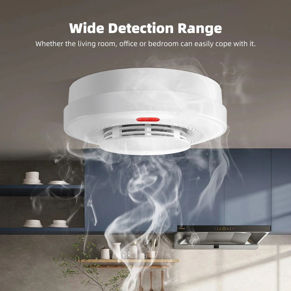 TAIBOAN Highly Sensitive Graffiti WIFI Smoke Detector White Wireless Smoke Alarm Support Smart Phone APP Remote Control