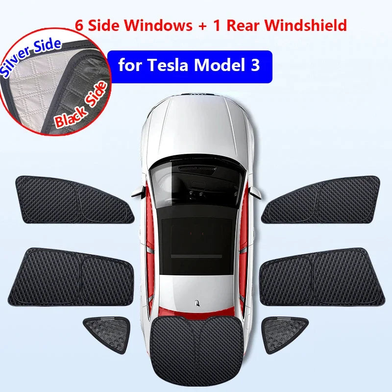 For Tesla Model 3 Highland 2024 Sunshade Accessories Silver Thick Sun Shade Tesla Model Y Juniper 2025 Window Windshield Shading