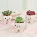 Cute Tooth Flowerpots Ceramic Garden Pots Planters Succulent Cactus Vases Decor Home Garden Decorative Tabletop Plant Pot