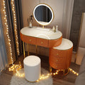 Nordic vanity chair white bedroom LED light Dresser storage cabinet makeup Dressing table light mirror stool bedroom furniture