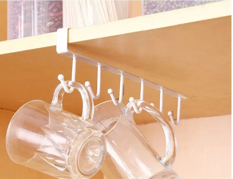Storage Rack, Shelf, Hanging Hook, Organizer, Cupboard, Closet Hanger, Glass Mug Shelf Hanger Hook, Storage Holder, Kitchen