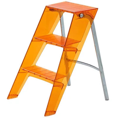JOYLOVE Japanese Household Ladder Transparent Acrylic Portable Telescopic Folding Ladder Storage Three-step Pedal Plastic Ladder