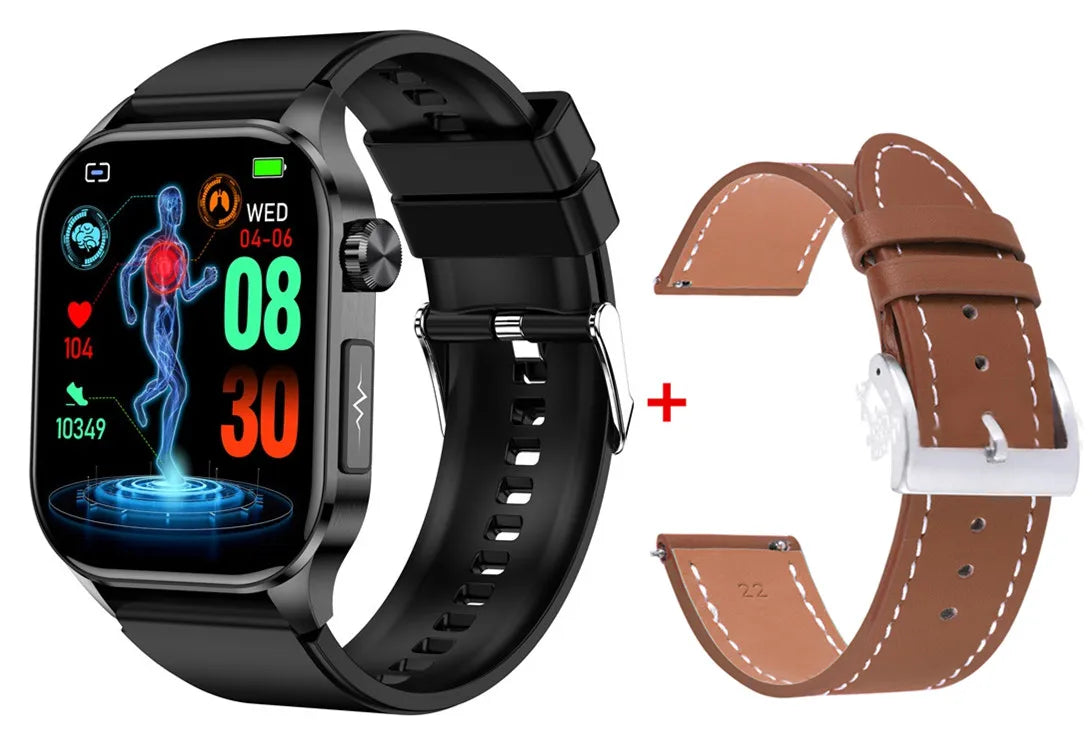 ET580 Smart Watch Men 2.04inch AMOLED Large Screen Bluetooth Call ECG Blood Pressure Oxygen Health Monitor SOS Smartwatch