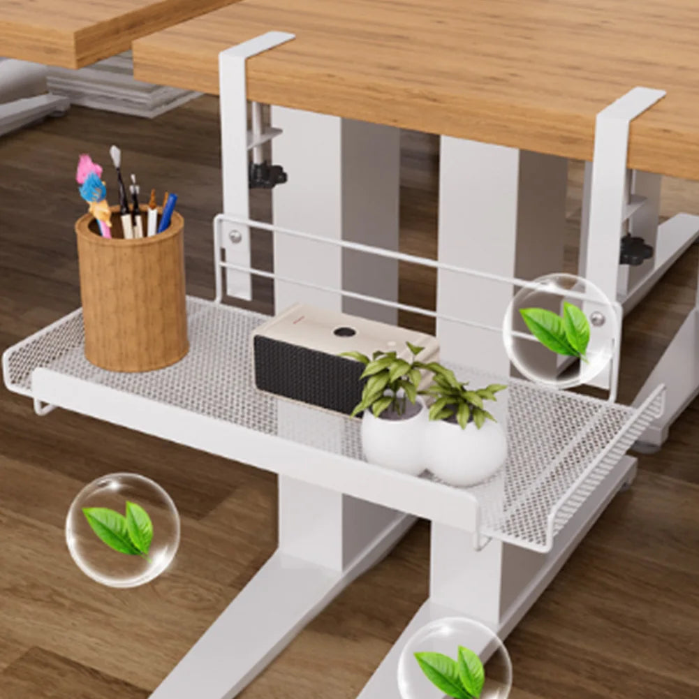 Under Table Cable Management Rack Heavy Duty Wire Management Tray Adjustable Thickness Under Desk Cord Organizer for Home Office