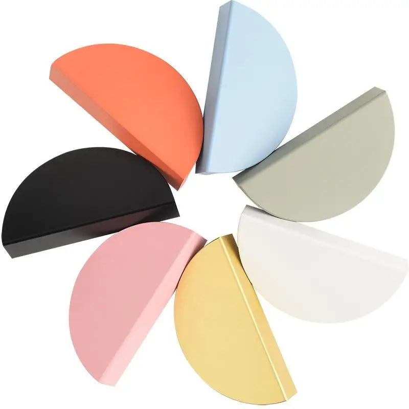 1Piece Colorful Kitchen Cabinet Handles Wardrobe Door Drawer Knob Semi-circular Cream Style Children's Room Color Handle Pairing