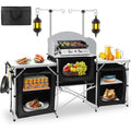 Hot-selling Outdoor Camping Mobile Kitchen Portable Outdoor Foldable Cooking Station Camping Kitchen Table WIth Storage