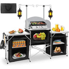 Hot-selling Outdoor Camping Mobile Kitchen Portable Outdoor Foldable Cooking Station Camping Kitchen Table WIth Storage