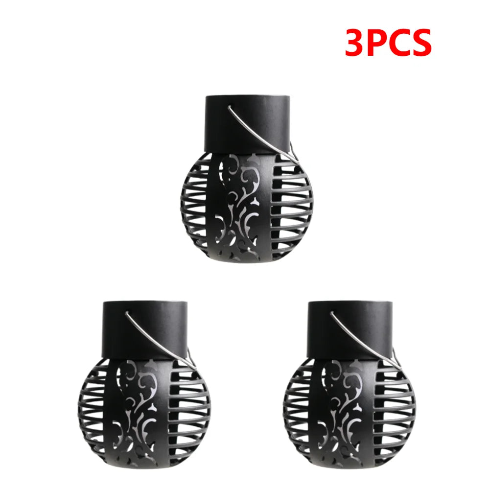 LED Outdoor Solar Light Garden Light Hanging Chandelier Lamp Hollow Garden Decoration Flame Lamp Solar Lantern Ornament