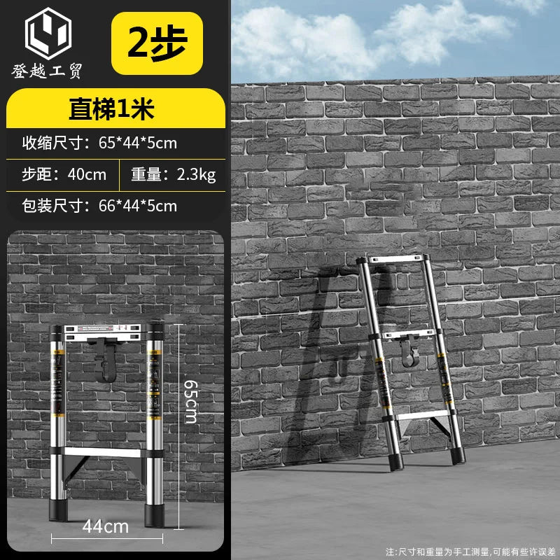 Telescopic ladder Multifunctional stainless steel herringbone walking ladder Folding lift straight ladder Thickened engineering
