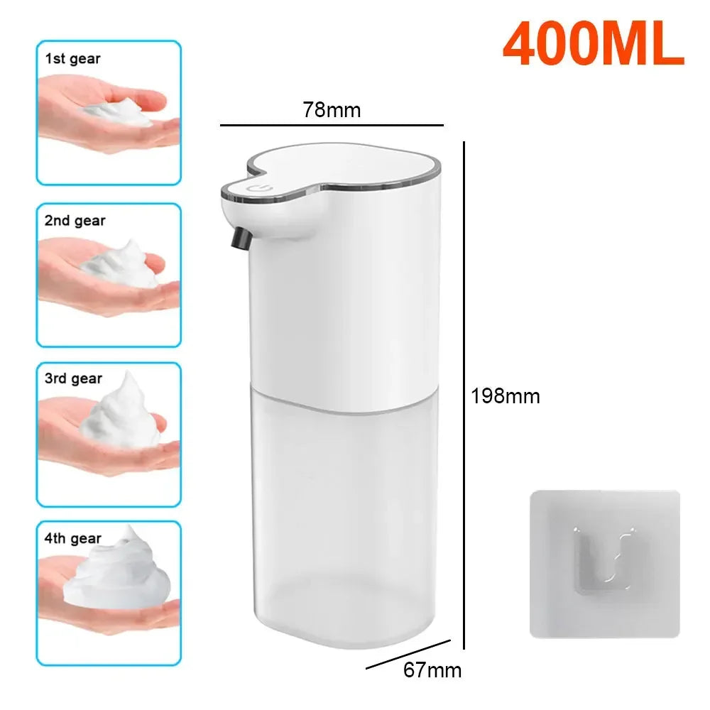 Automatic Soap Dispenser Touchless Foaming Soap Pump 400ml USB Rechargeable  Electric Wall Mounted 4 Levels for Bathroom Kitchen