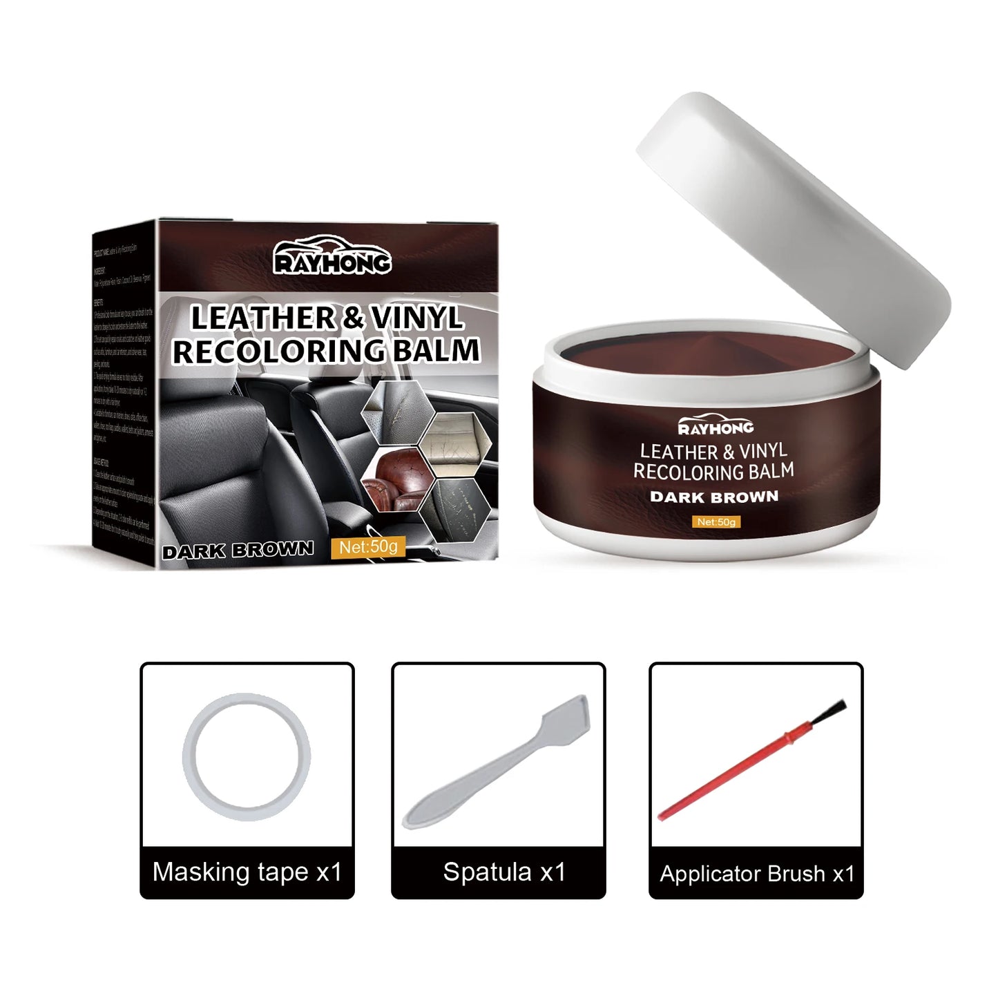 Homonth Multi-function Leather Recoloring Paint Professional Portable Easy to Use Leather Dye Leather Repair for Shoes Couch 50g