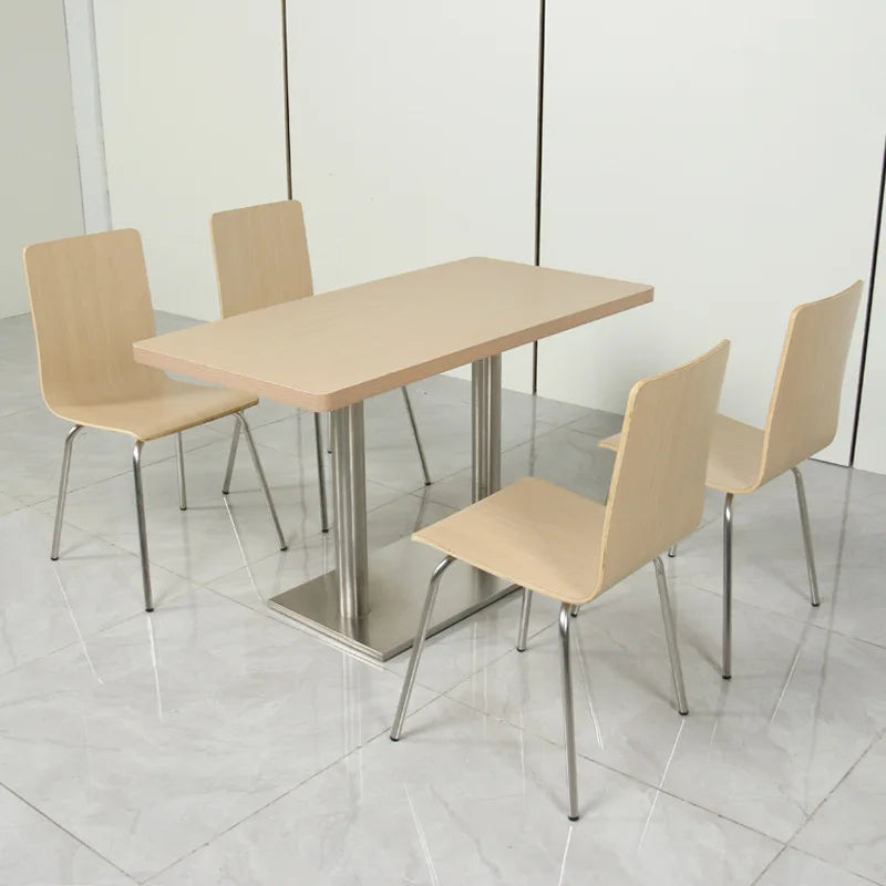 Ekintop Modern Minimalist Rectangle School Library Reading Room Furniture Restaurant Canteen Wooden Frame Dining Chair Table