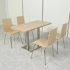 Ekintop Modern Minimalist Rectangle School Library Reading Room Furniture Restaurant Canteen Wooden Frame Dining Chair Table