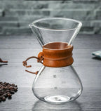 400ml 500ml 600ml 800ml 1000ml Glass Coffee Drip Wooden Collar Coffee Pot Borosilicate Chemex Glass Pour Over for Coffee Making