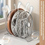 Kitchen Storage Solution Rustproof Pot Lid Rack Stainless Steel Storage Rack Multifunctional Chopping Board Organizer For Home