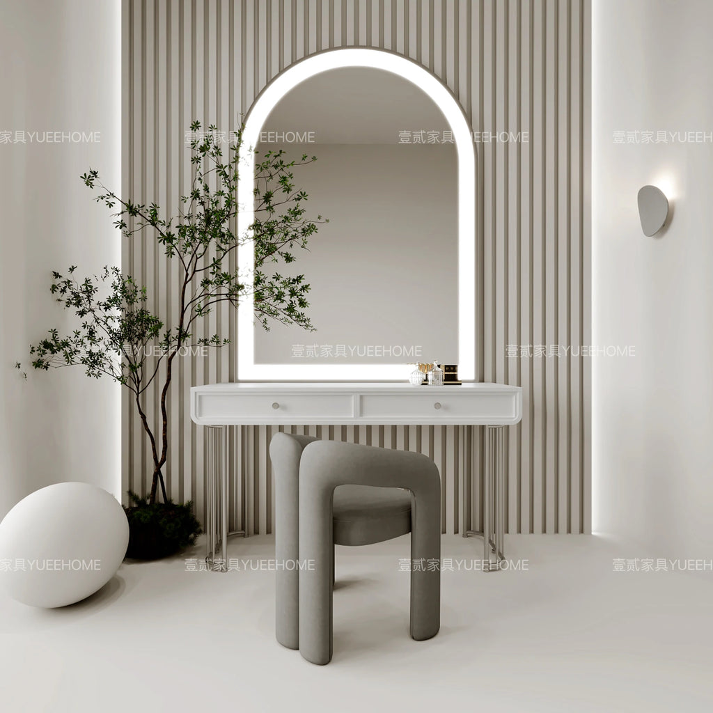 Girls Luxury Mirror Vanity Table Nordic Makeup Large White Makeup Desk Dressers Girl Drawers Light Penteadeira Bedroom Furniture