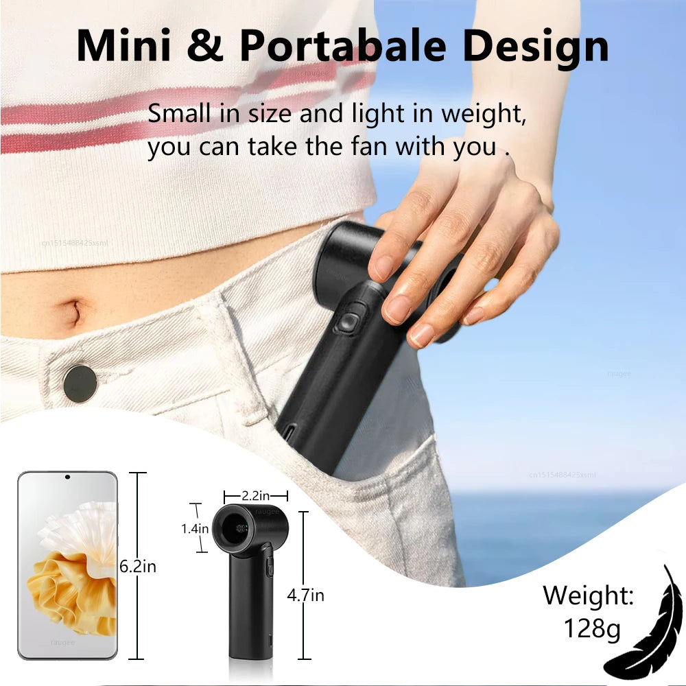 Portable Handheld Turbo Fan Mini Portable Hand Fan 3000mAh Rechargeabl