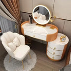 Pink White Vanity Table Women Luxury Nail European Big Stool Study Dressing Table Organizer Mesa De Maquillaje Home Furniture