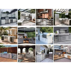 Customized Waterproof Outdoor Kitchen BBQ Set Stainless Steel Storage Cabinets with Drawers for Garden Backyard and Patio