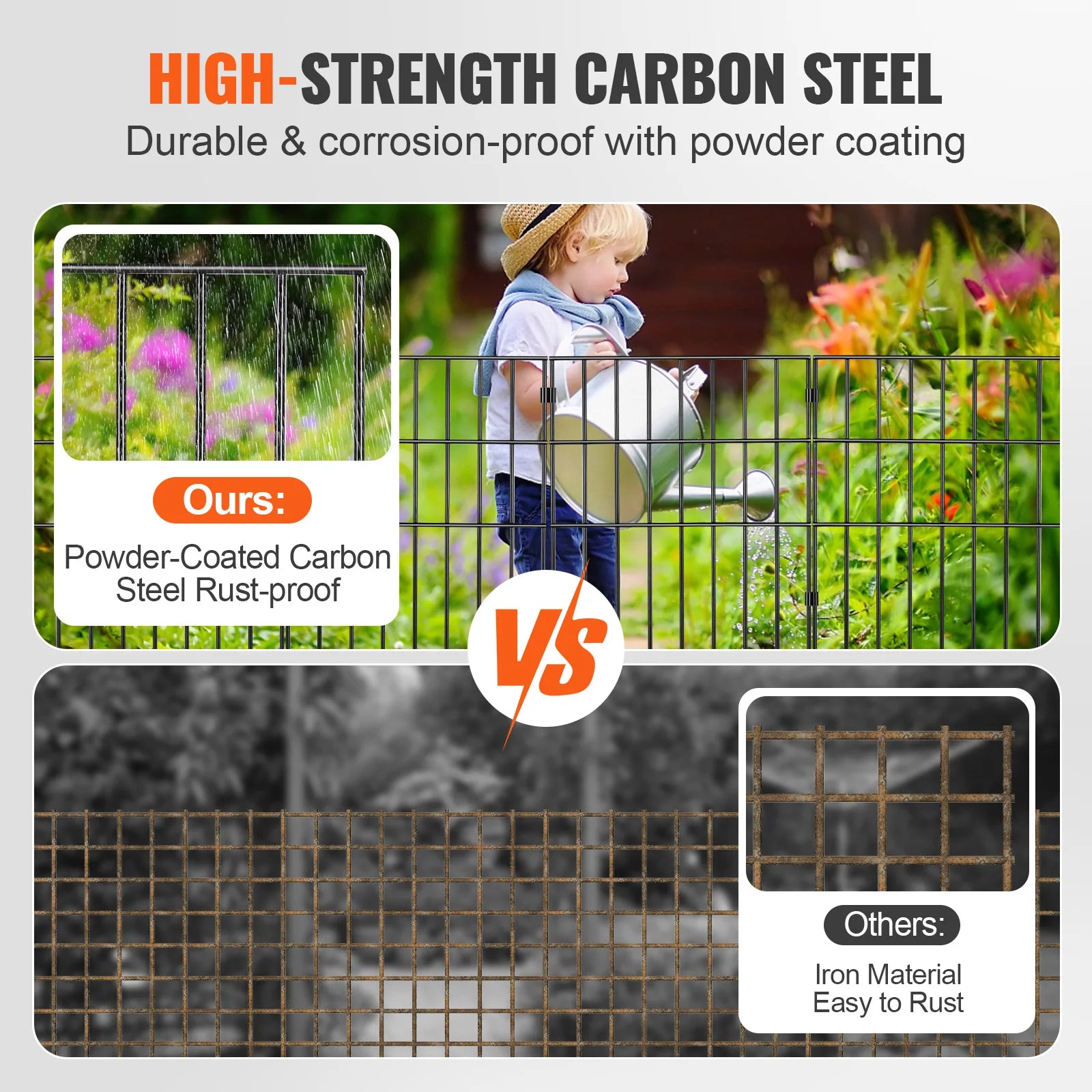 SucceBuy Garden Fence No Dig Fence Animal Barrier Fence Underground Decorative Garden Fencing with 1.5 in Spike Spacing for Yard