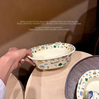 Hellokitty Cartoon Kawaii Ceramic Tableware Household Rice Bowls Sand Bowls Household Vegetable Dishes Complete Set of Tableware