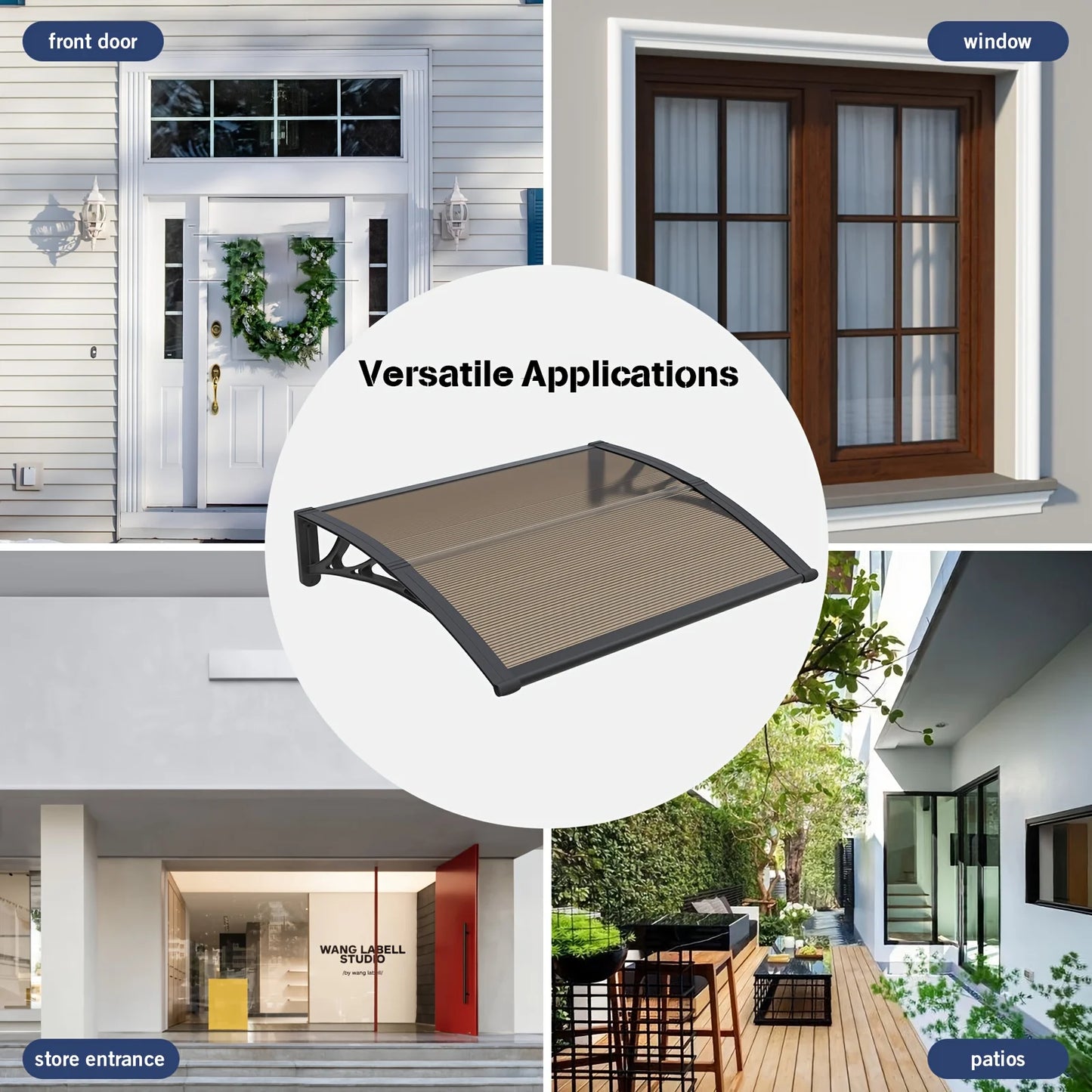 Awning Canopy for Door Window UV Rain Snow Sunlight Protection Polycarbonate Hollow Sheet Outdoor canopy Easy Install