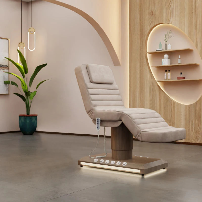 Modern Beauty Salon Center Facial Spa Bed with Foot Control Luminous Diode Electric Massage Beauty Bed Tattoo Embroidery Eyelash Bed