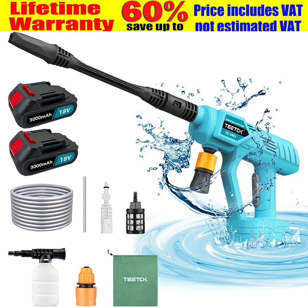 Cordless 18V Pressure Washer Gun for Car – 2-Battery Kit