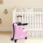 20" Pink / Blue Spinner Luggage Kids Ride-On Roll Suitcase Luggage Bags Wheeled Trolley Luggage Waterproof