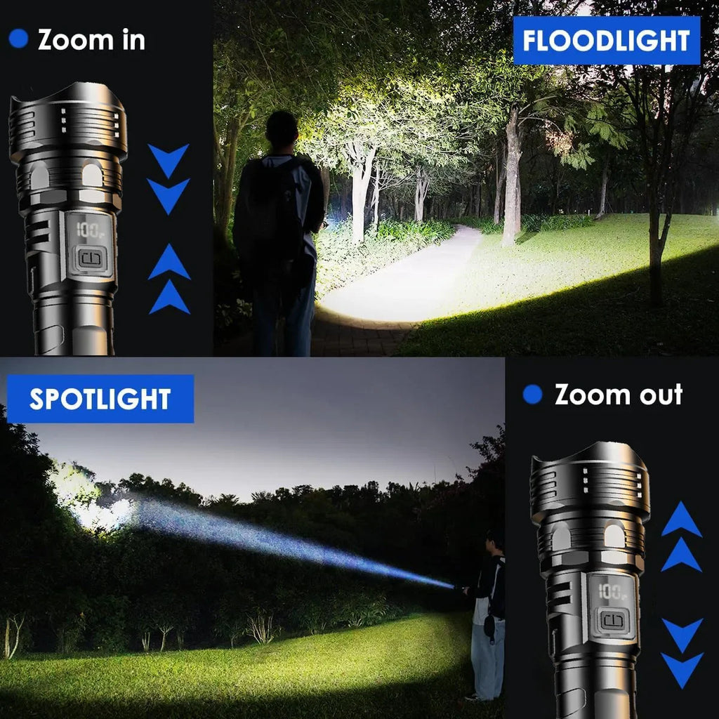 USB Rechargeable High Power LED Flashlight - Super Bright Portable Torch for Camping, Hiking & Emergency | AlluCanFind